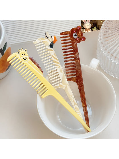 Camerow - Cartoon Animal Acetate Long Handle Comb
