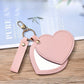Mirroray - Heart Shaped PU Leather Keychain Compact Mirror