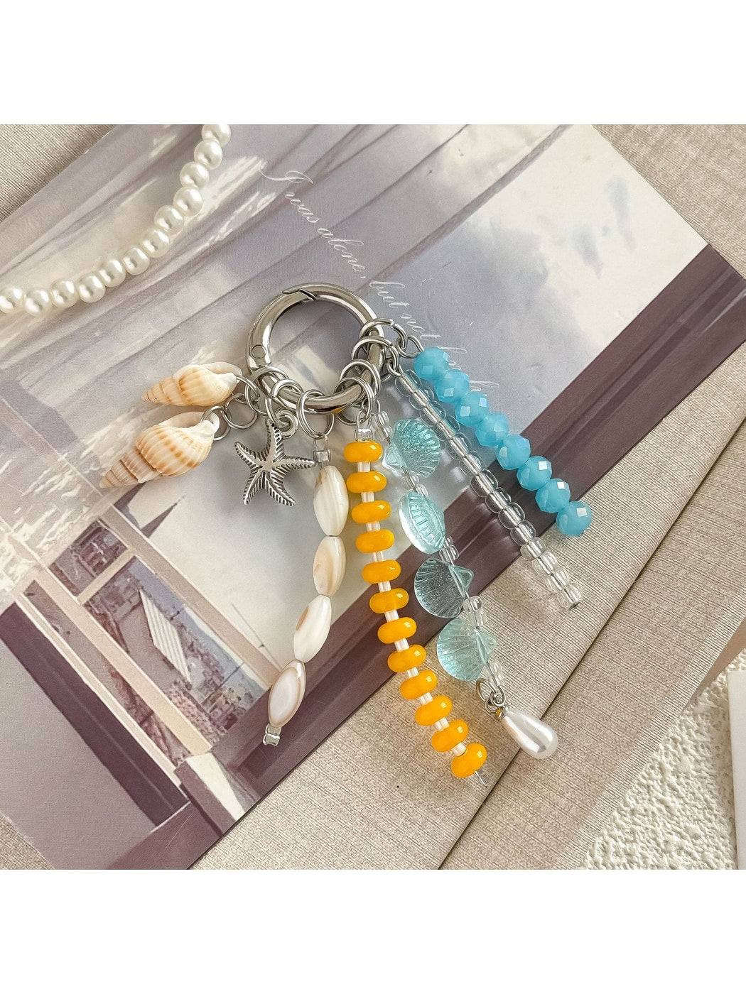 Keypus - Ocean Shell Beaded Decorative Bag Charm Keychain