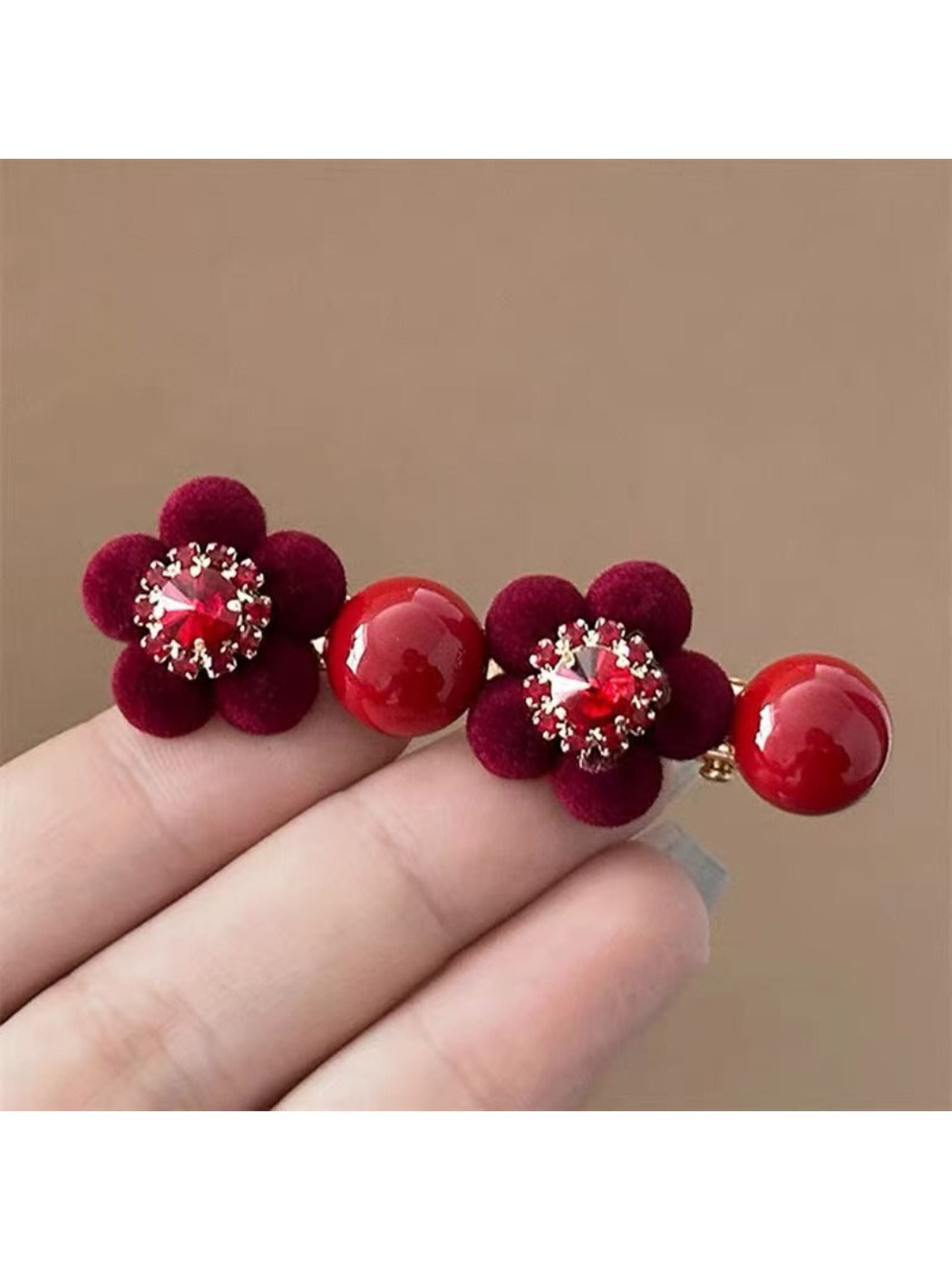 Beau - Red Velvet Flower Hair Clip