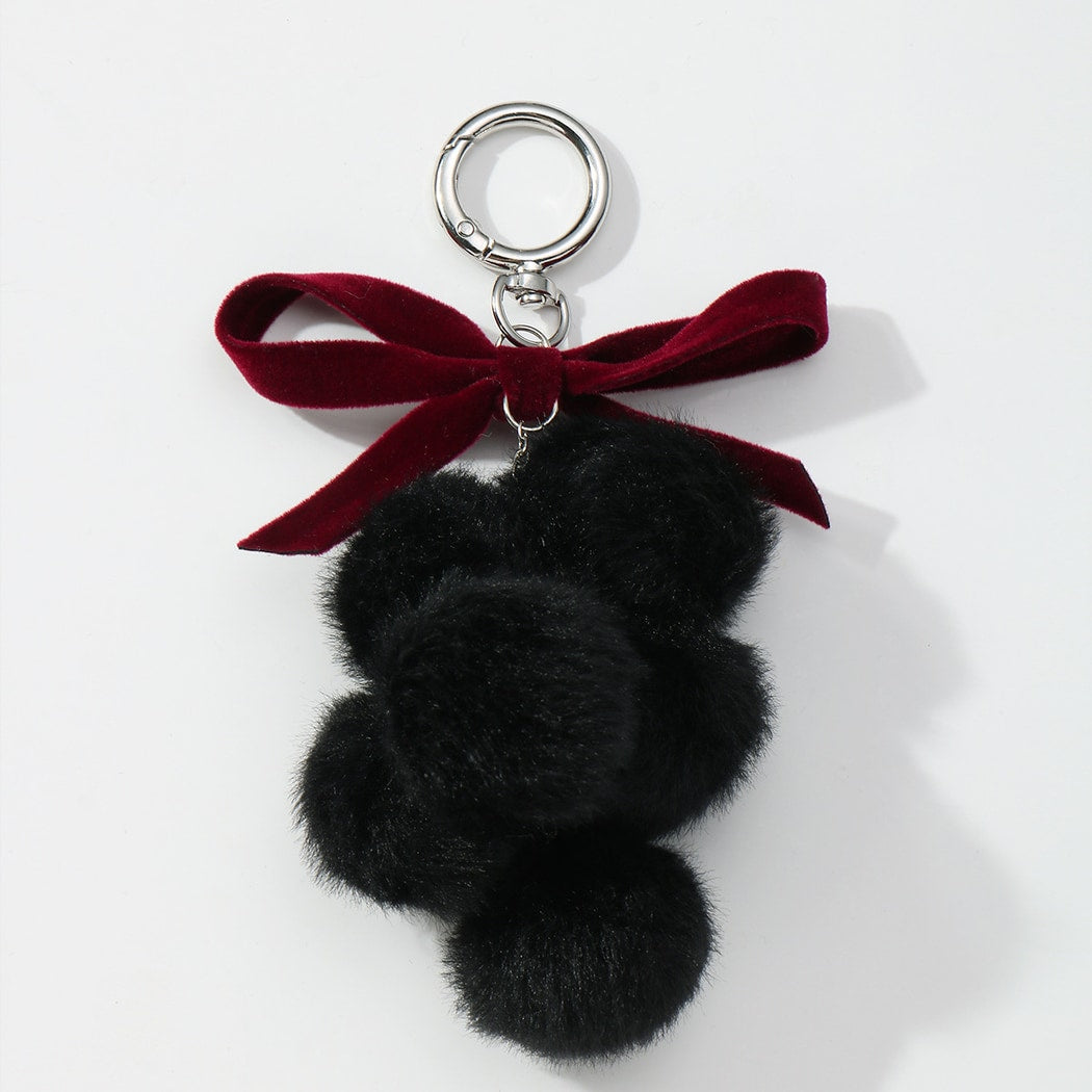 Keypus - Cute Bow Pom Pom Detail Keychain