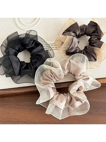 Gifty - Polyester Mesh Ruffle Edge Gathered Scrunchie