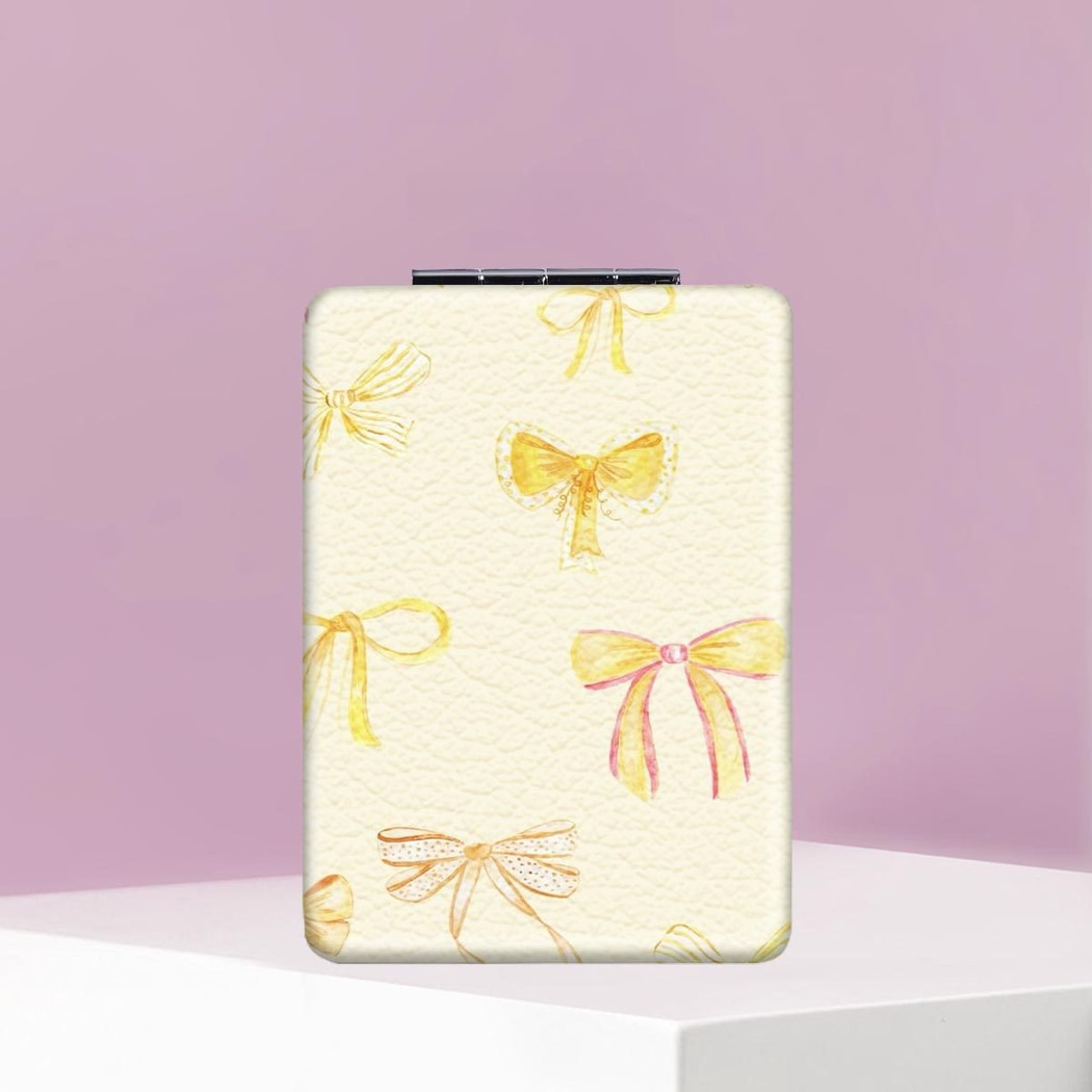 Mirroray - Foldable Bow Print Portable Makeup Mirror