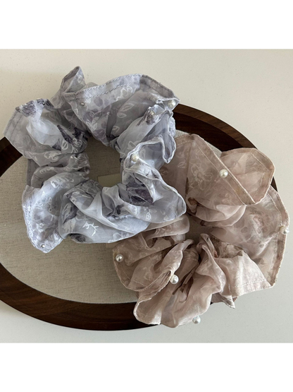 Gifty - Polyester Beaded Organza Oversized Scrunchie