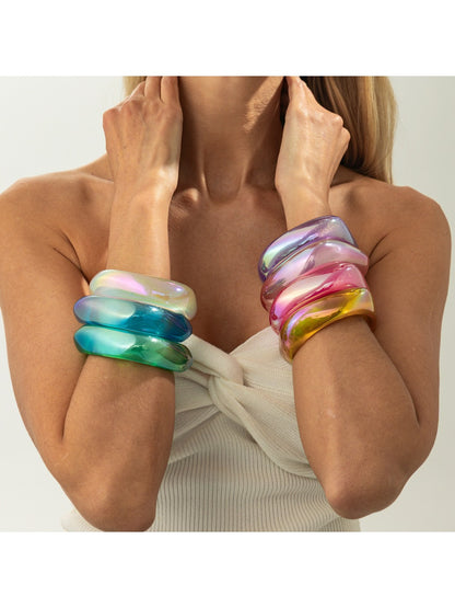 Side view of Lovra irregular shaped colorful bangle bracelet