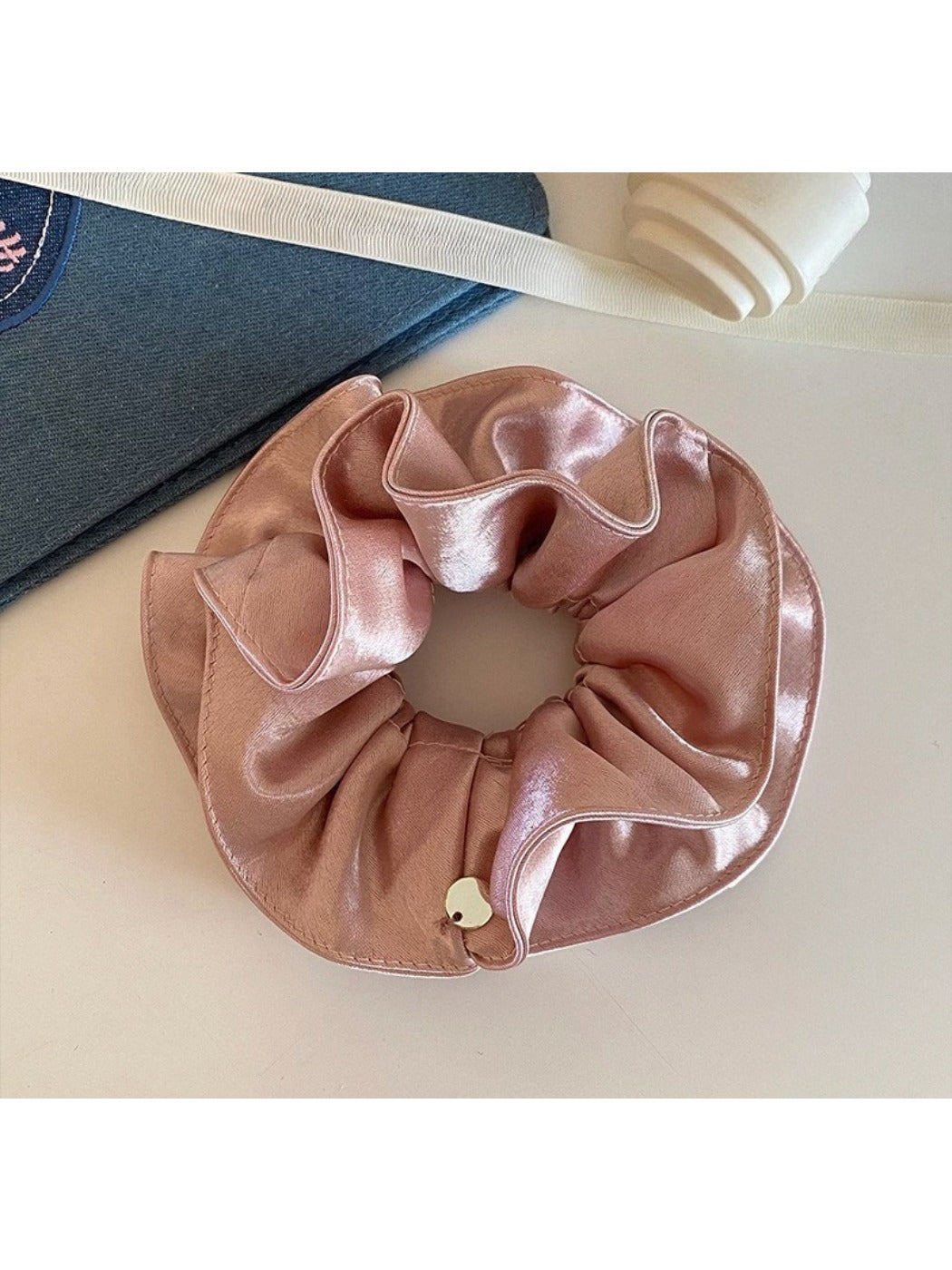 Gifty - Elegant Double Layer Ruched Satin Scrunchie