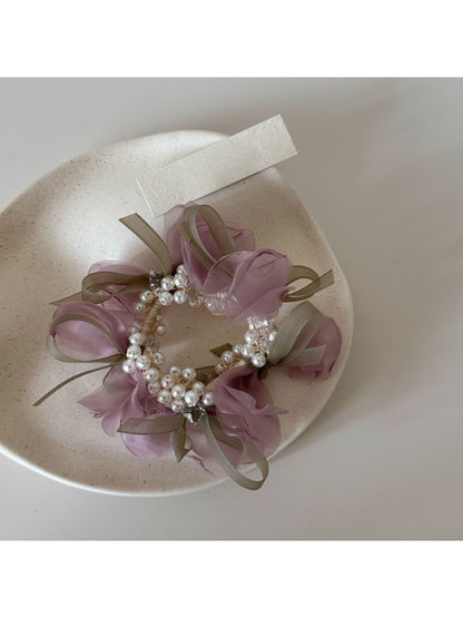 Gifty - Polyester Mesh Flower Ruffle Hair Tie