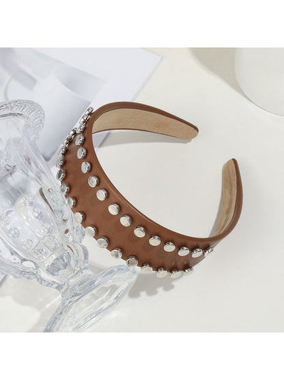 Gifty - PU Double Row Studded Geometric Headband