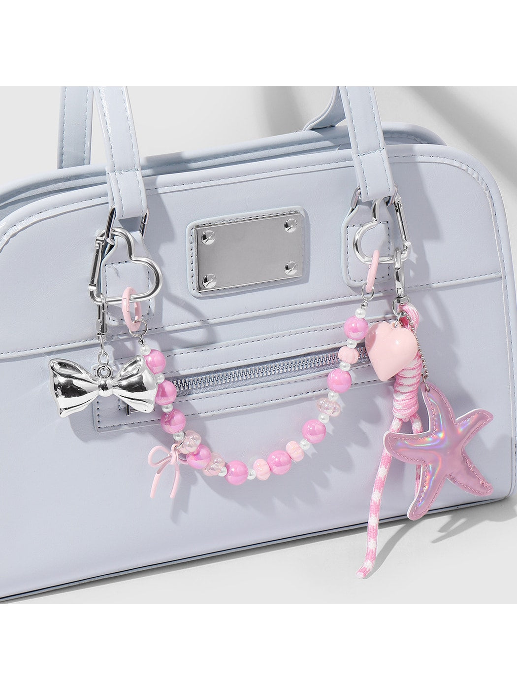 Keypus - Y2K Beaded Bow and Heart Keychain Bag Charm