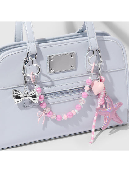Keypus - Y2K Beaded Bow and Heart Keychain Bag Charm
