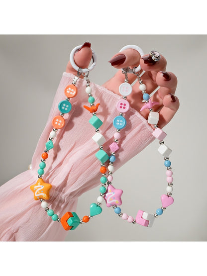 Keypus - Color Block Square Bead Beaded Phone Charm