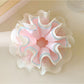 Gifty plaid lace trim scrunchie displayed flat with visible pattern and lace