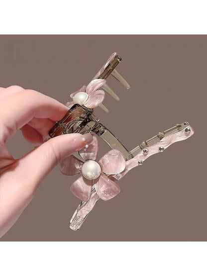 Beau - Floral PVC Alloy Flower Updo Claw Clip