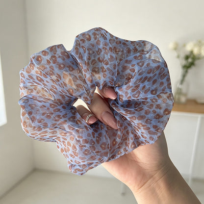 Gifty - Leopard Print Mesh Look Polyester Scrunchie