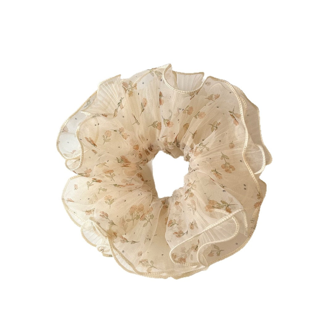 Gifty - Floral Mesh Four-Layer Ruffled Scrunchie