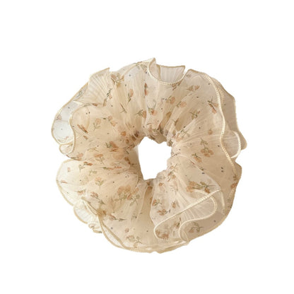 Gifty - Floral Mesh Four-Layer Ruffled Scrunchie