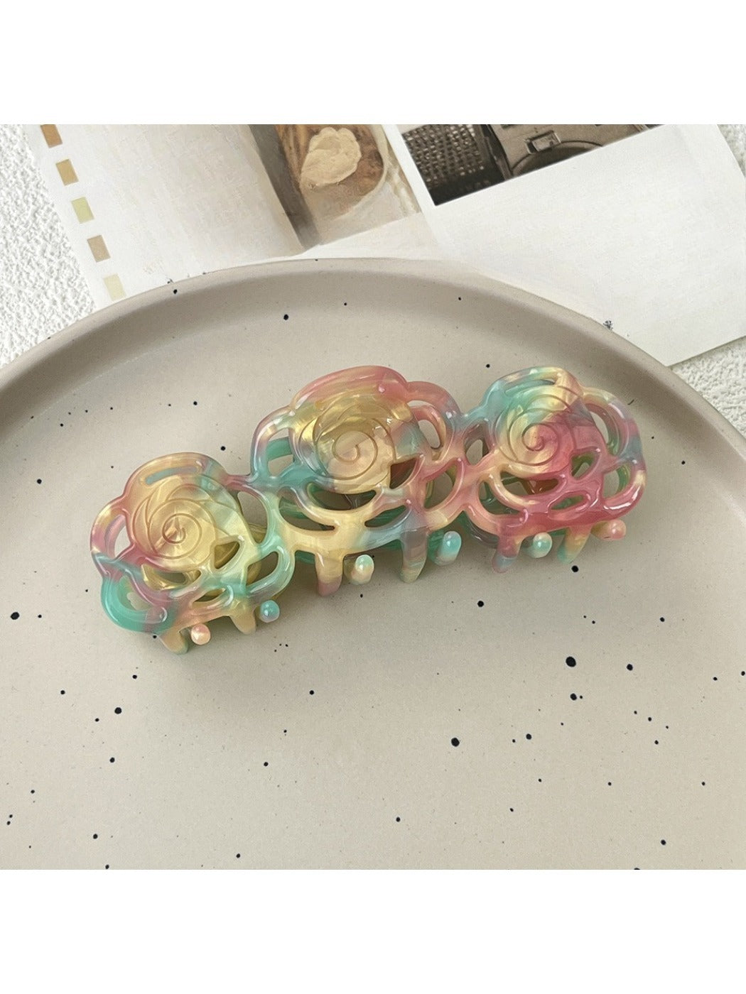 Beau - Pretty Rose Shaped Acetate Hair Clip