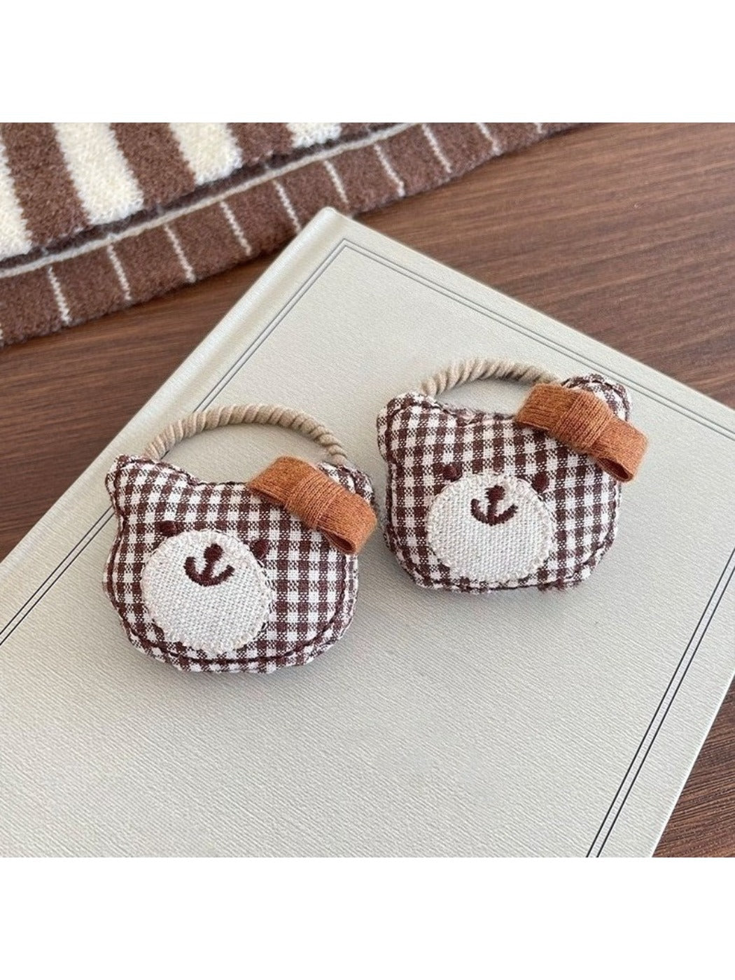 Gifty - Adorable Plaid Bear Hair Tie Set