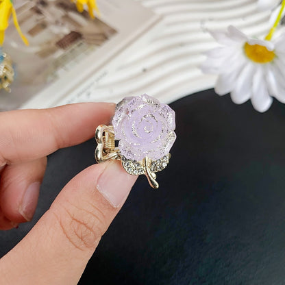Beau - Mini Glitter Rose Design Claw Clip