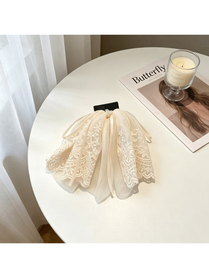 Beau - Layered Lace Trim Bow Ponytail Hair Clip