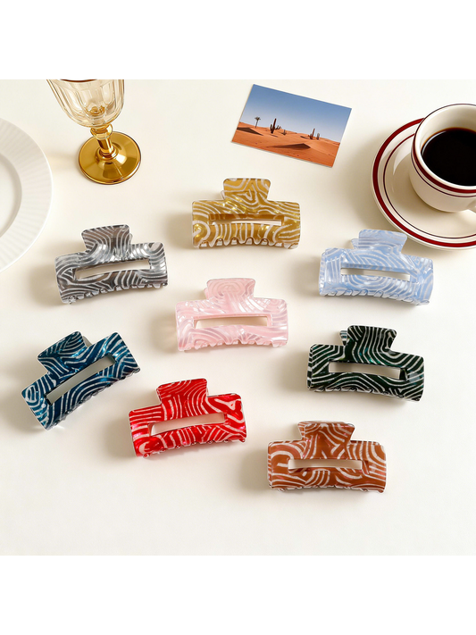 Beau - Rectangular Vintage Style Acrylic Claw Clip