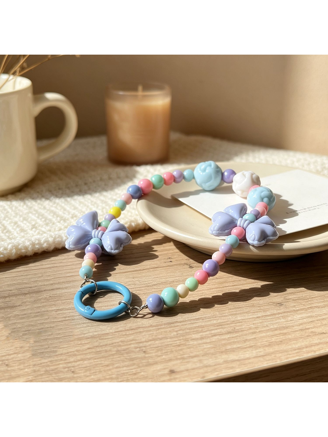 Keypus - Acrylic Bow Beaded Bag Charm Keychain