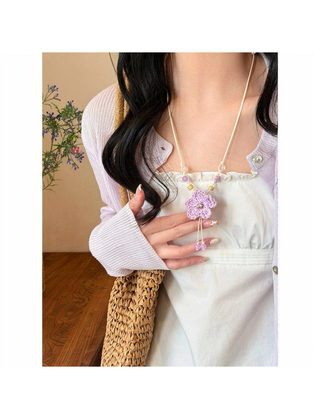 Nozari - Woven Floral Pendant Collarbone Necklace