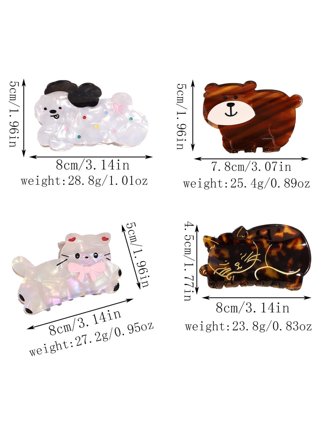Beau - Glossy Acrylic Animal Design Hair Claw Clip