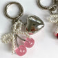 Keypus - Heart Cherry Bag Charm with Beaded Bow Keychain
