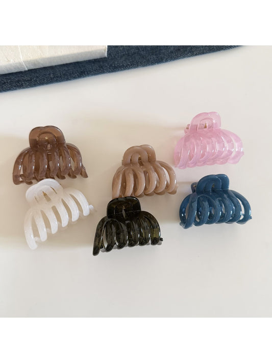 Beau - Clear Pumpkin Shape Plastic Alloy Claw Clip