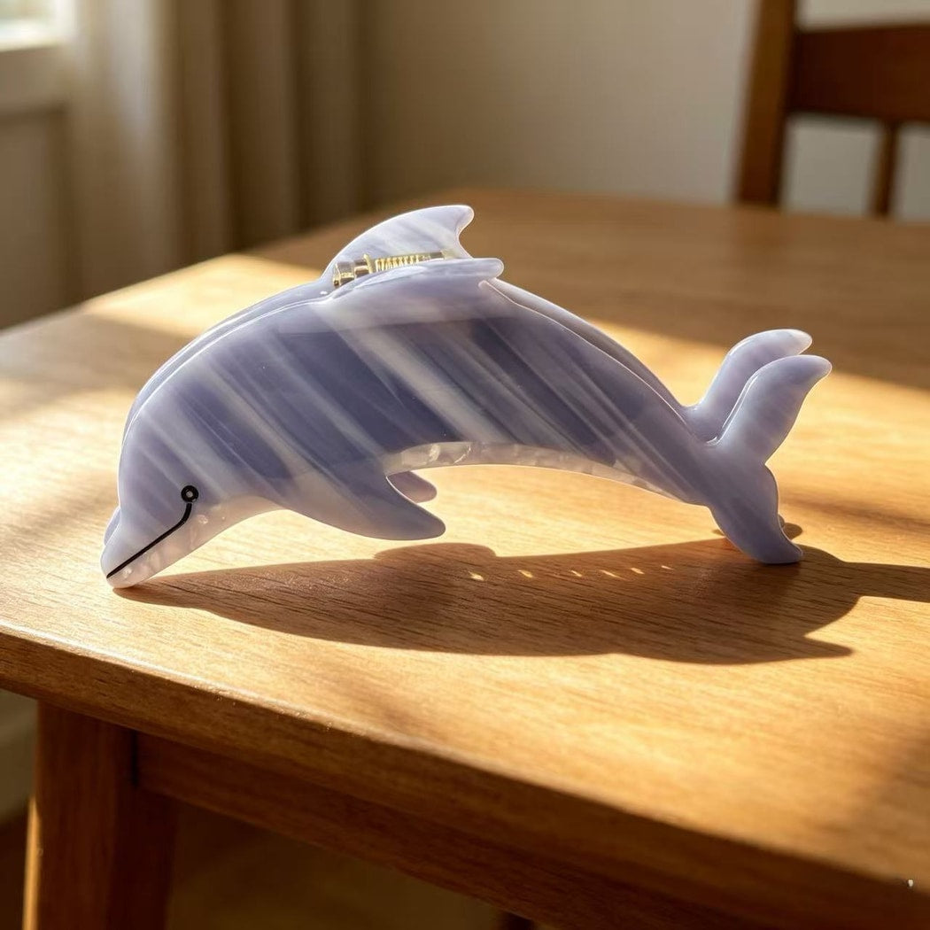 Beau - Glossy Dolphin Shape Acetate Claw Clip