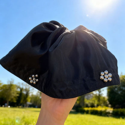 Gifty - Glossy Black Bead Accent Scrunchie