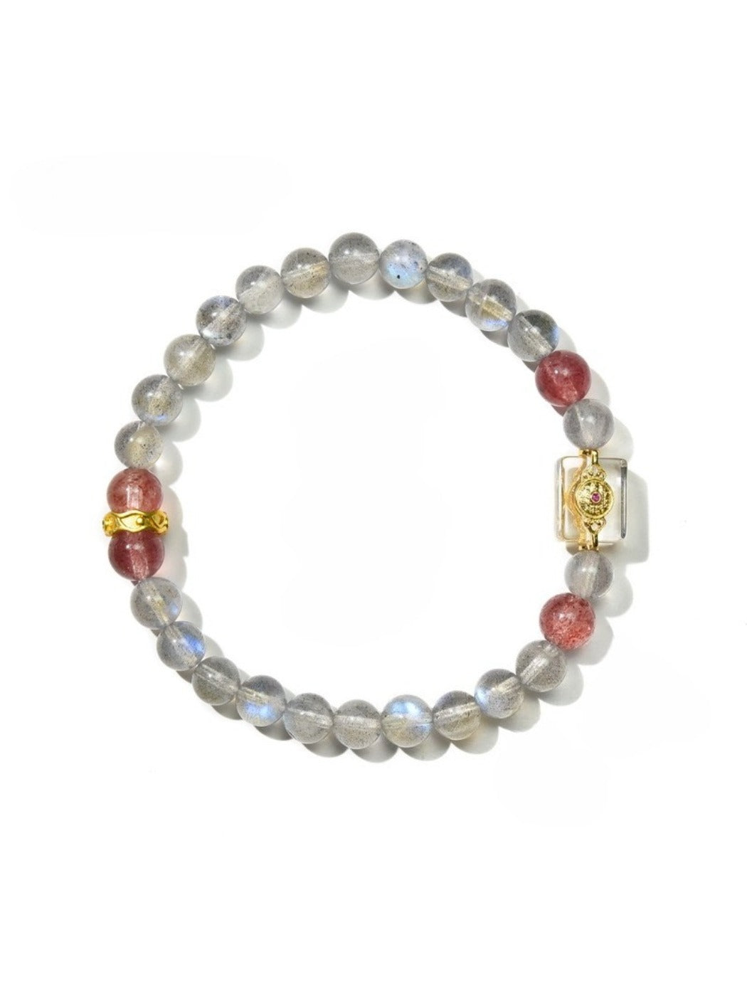 Side view of Lovra color block crystal beaded bracelet with mixed bead textures