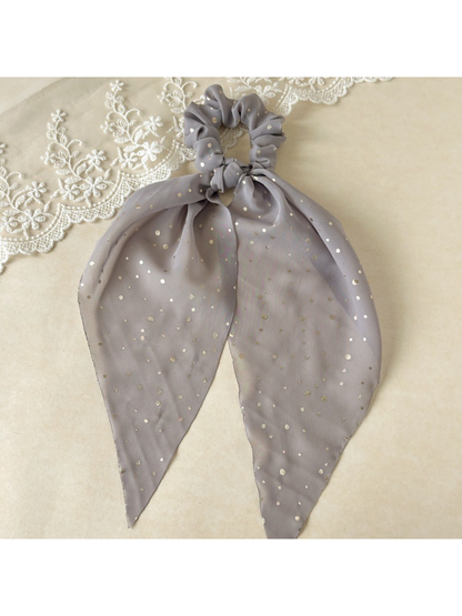 Gifty - Knotted Ribbon Dot Detail Hair Scrunchie