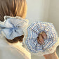 Gifty - Blue Plaid Lace Trim Polyester Scrunchie