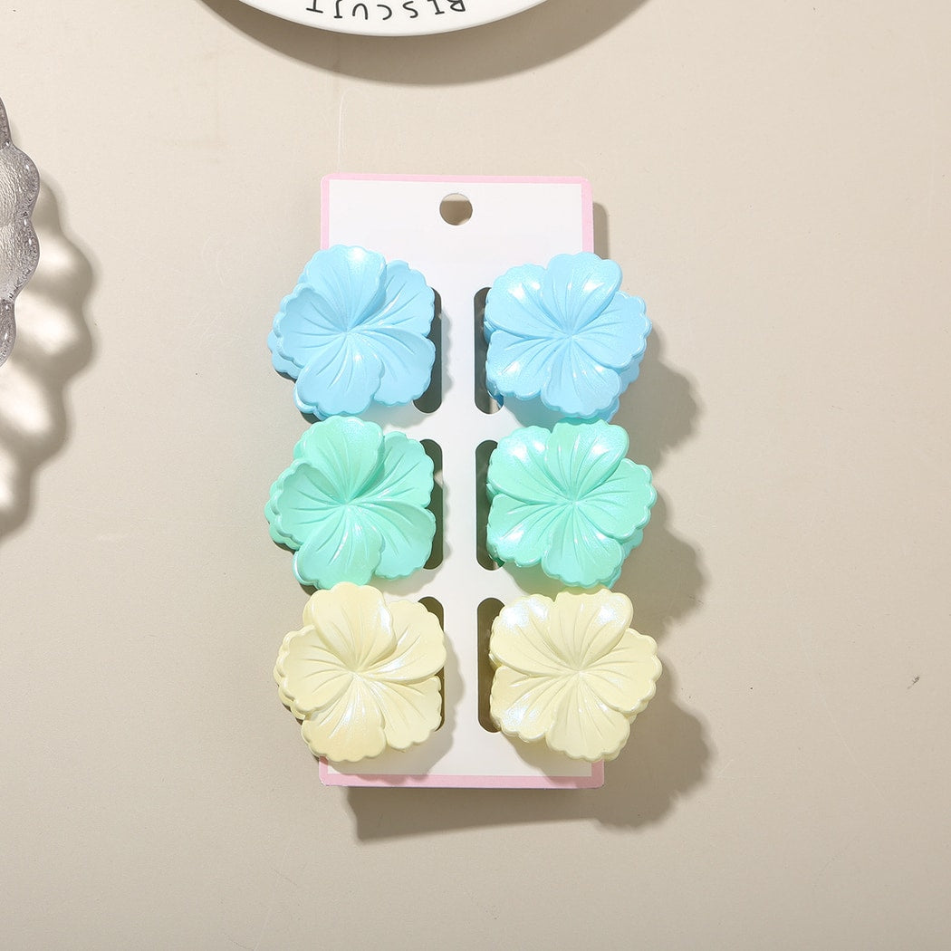 Beau - Glossy Floral Plastic Alloy Claw Clip Set