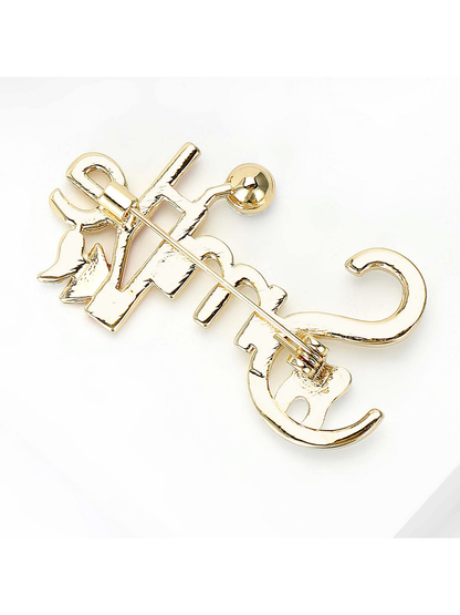 Brovia - Enamel Tooth Letter Alloy Accent Brooch Pin