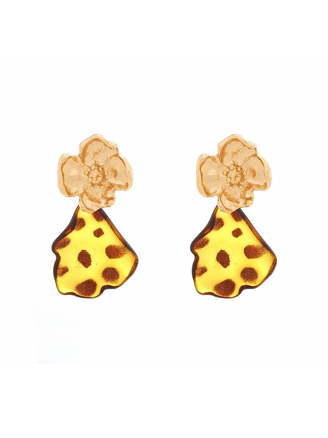 Earedge - Leopard Leaf Dangle Alloy Earrings