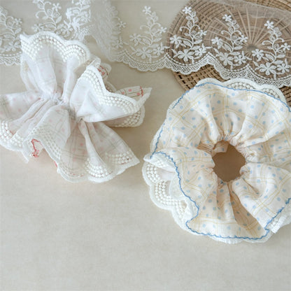 Gifty - Sweet Style Polka Dot Ruffle Lace Scrunchie