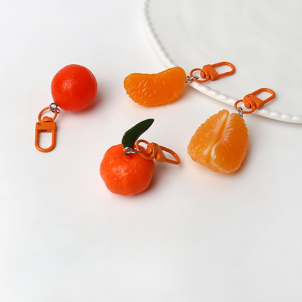 Keypus - Realistic Tangerine Fruit Bag Charm Keychain