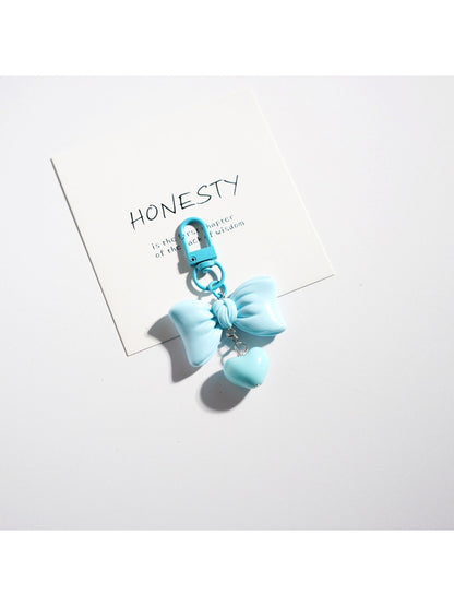 Keypus - Solid Color Heart Bow Keychain