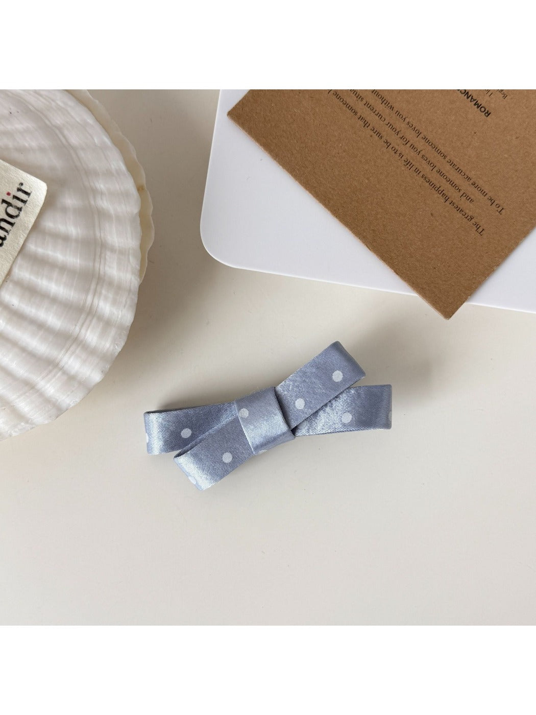 Beau - Polka Dot Satin Bow Duckbill Hair Clip
