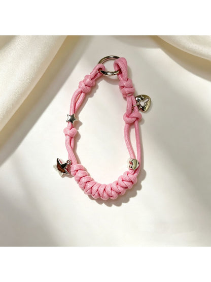 Keypus - Star Detail Woven Phone Strap Alloy Keychain
