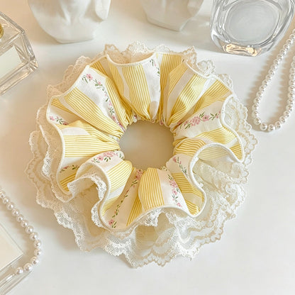 Gifty - Yellow Sweet Style Lace Edge Scrunchie