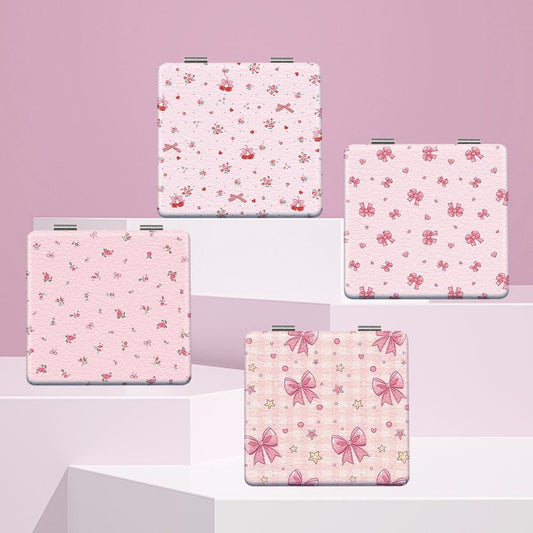 Mirroray - Foldable Floral PU Leather Makeup Mirror