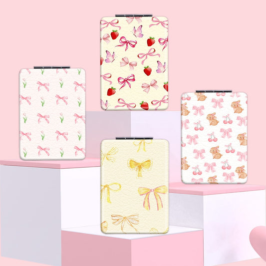 Mirroray - Foldable Bow Print Portable Makeup Mirror
