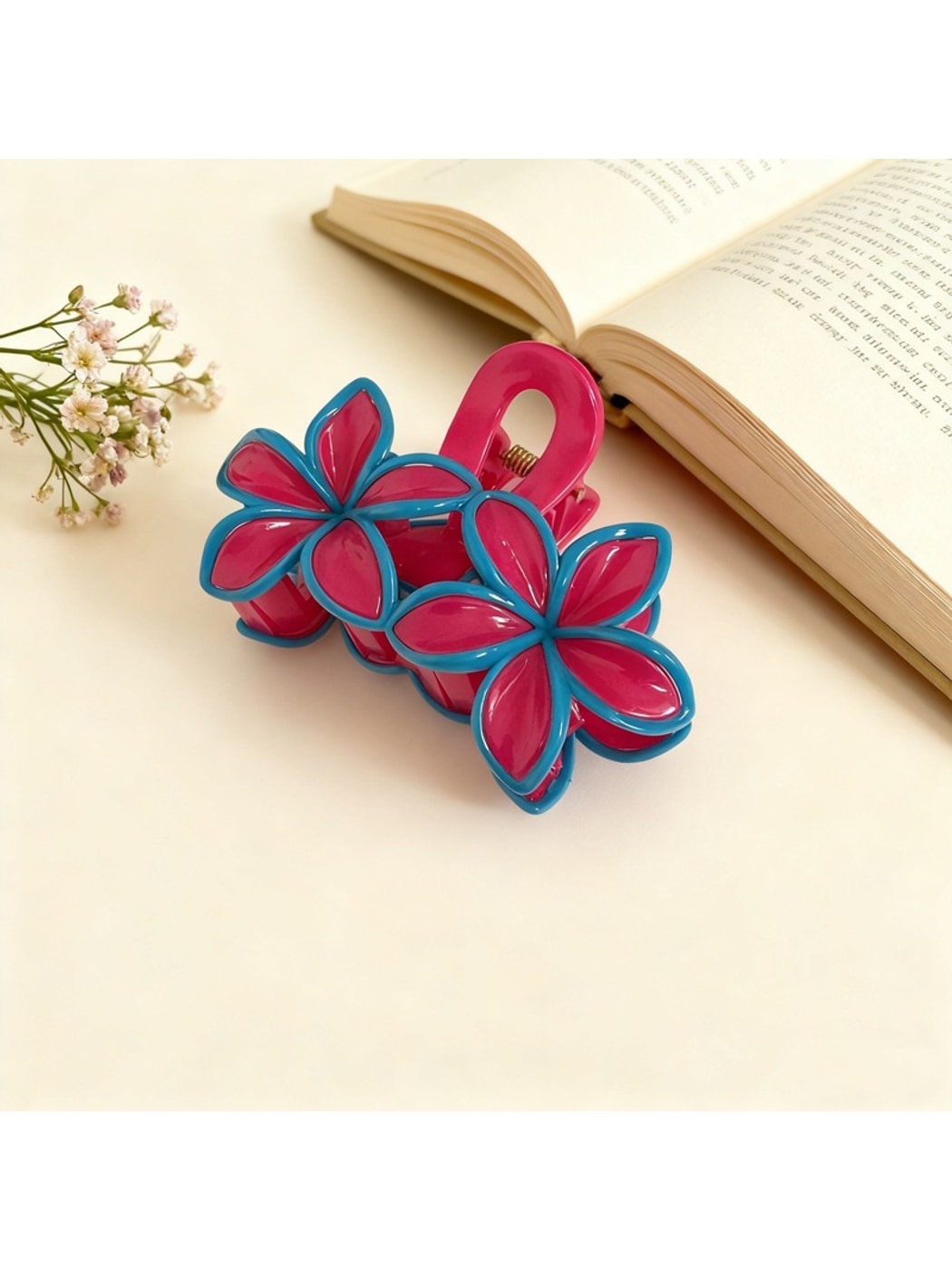 Beau - Double Flower Petal Cutout Claw Hair Clip