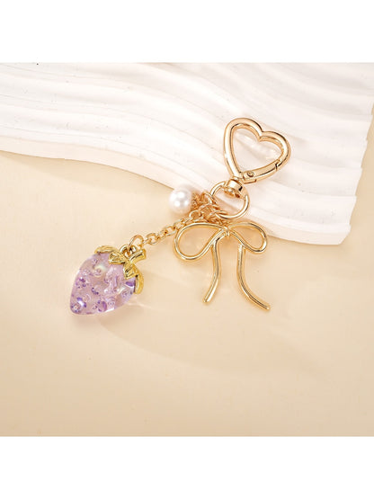 Keypus - Cartoon Strawberry Pendant Bow Bag Charm