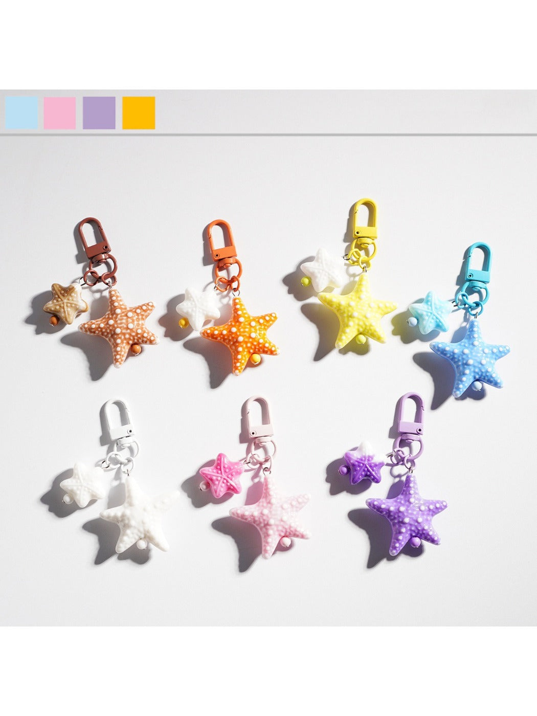 Keypus - Fun Solid Color Starfish Design Keychain
