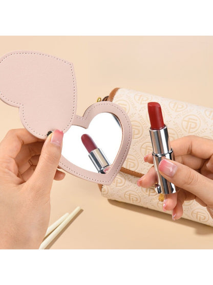 Mirroray - Elegant PU Leather Heart Folding Mirror